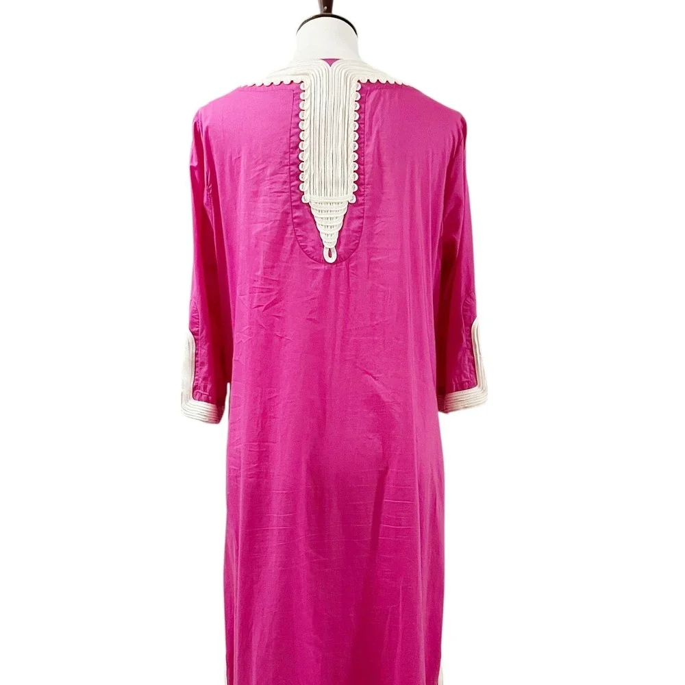 Soft Surroundings Fuchsia Maxi Dress White‎ Ornate Trim Size Medium - Picture 7 of 13